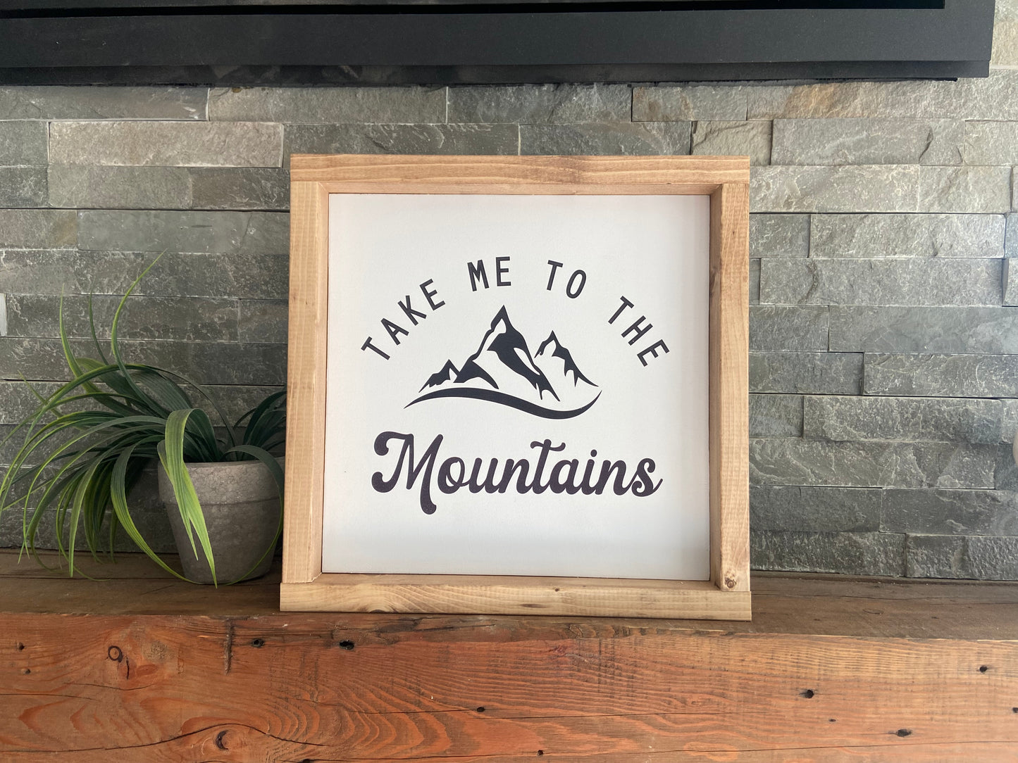 Custom Climb mountain sign 12"x12" - Framed