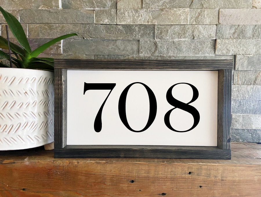 Custom Address House Numbers Sign - Framed Wood sign