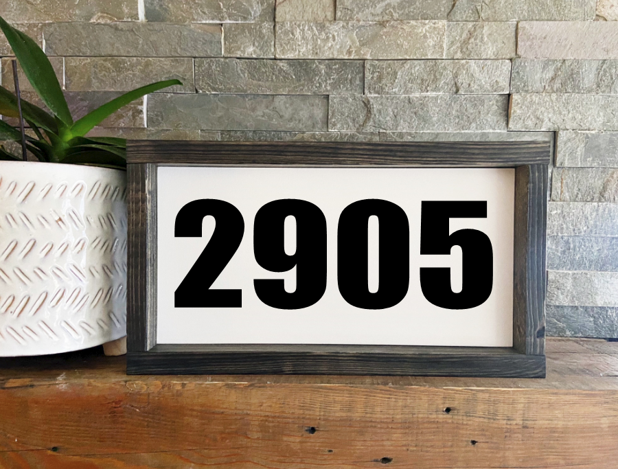 Custom Address House Numbers Sign - Framed Wood sign