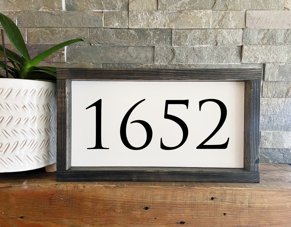 Custom Address House Numbers Sign - Framed Wood sign
