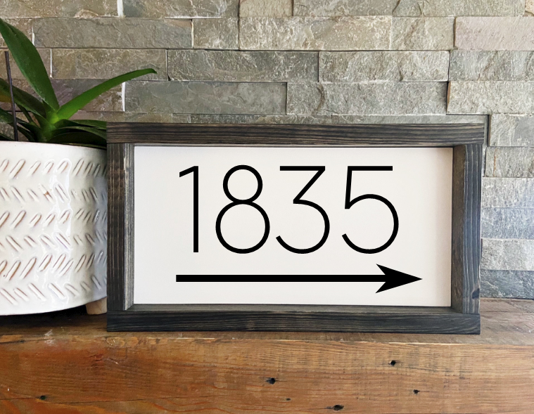 Custom Address House Numbers Sign - Framed Wood sign