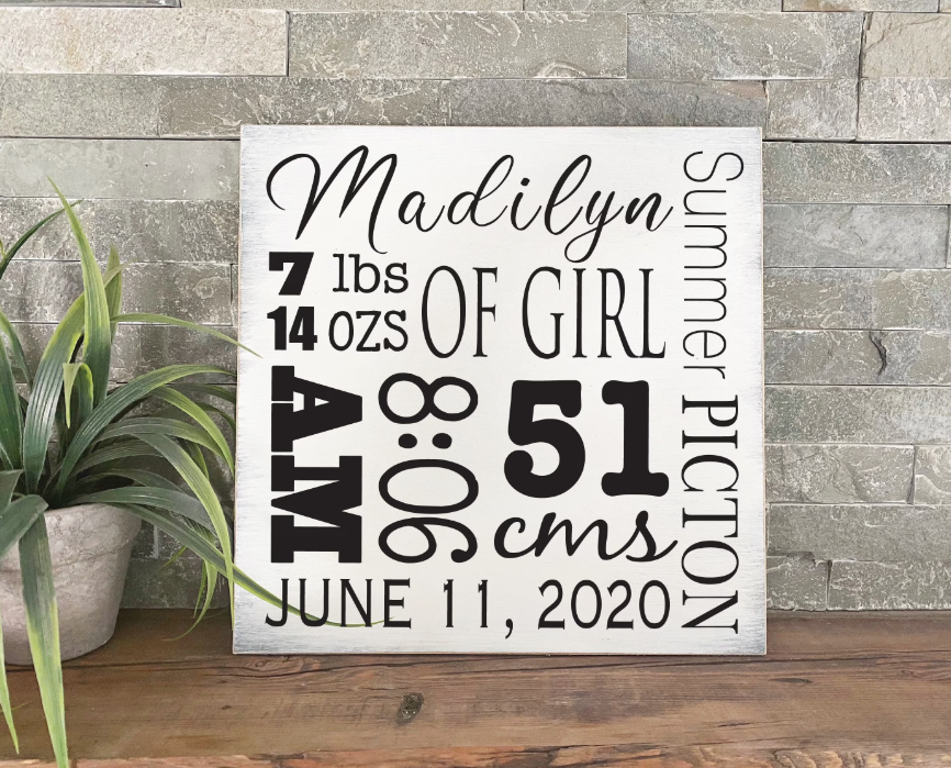 Baby Stat sign 12" x 12" - MDF