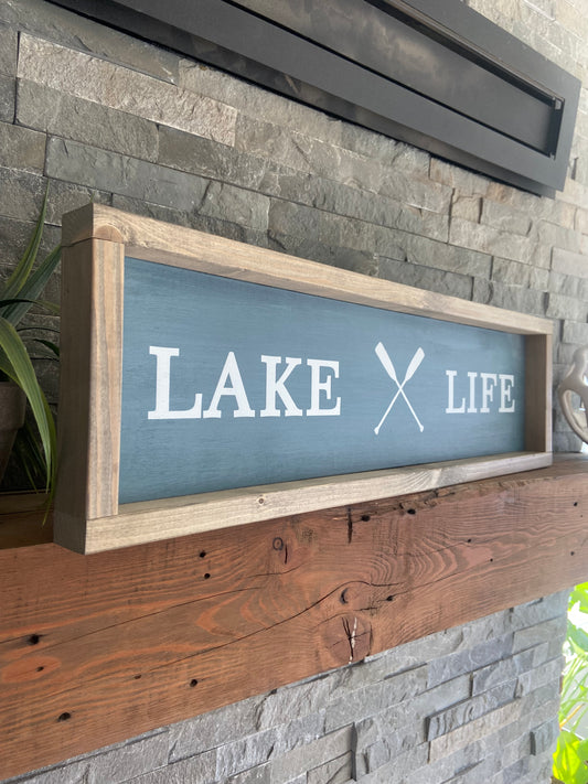 ws Custom Lake life sign 7.5"x25.5" - Framed