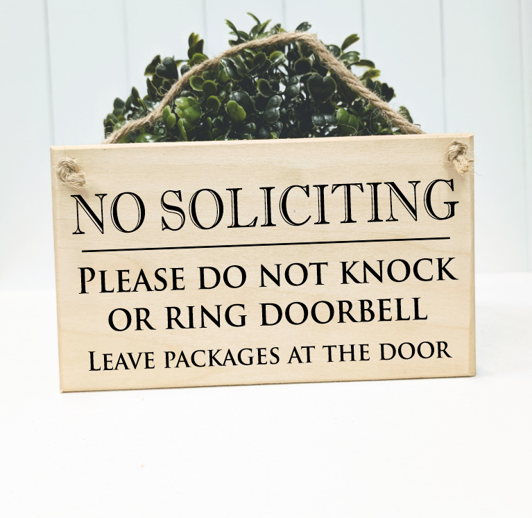 No soliciting Sign with string