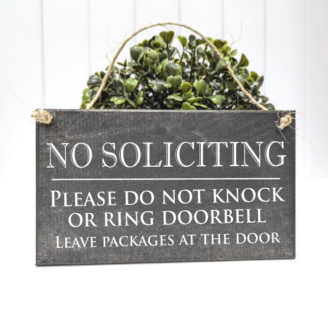 No soliciting Sign with string
