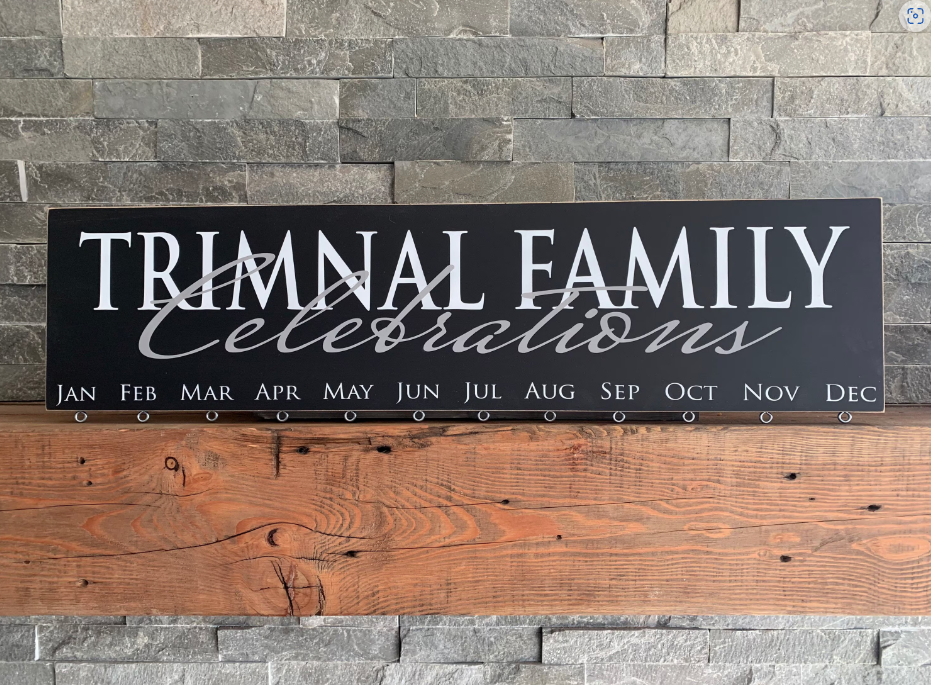 Birthdays Sign - Perpetual Birthday Calendar Board with tags - Family Celebrations
