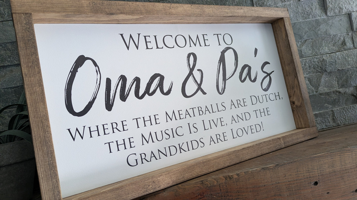 Custom Wood Framed Sign - Grandparents Gift - Personalized Sign