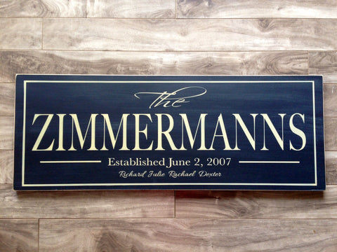 Family Name sign with border - 12" x 32" - MDF