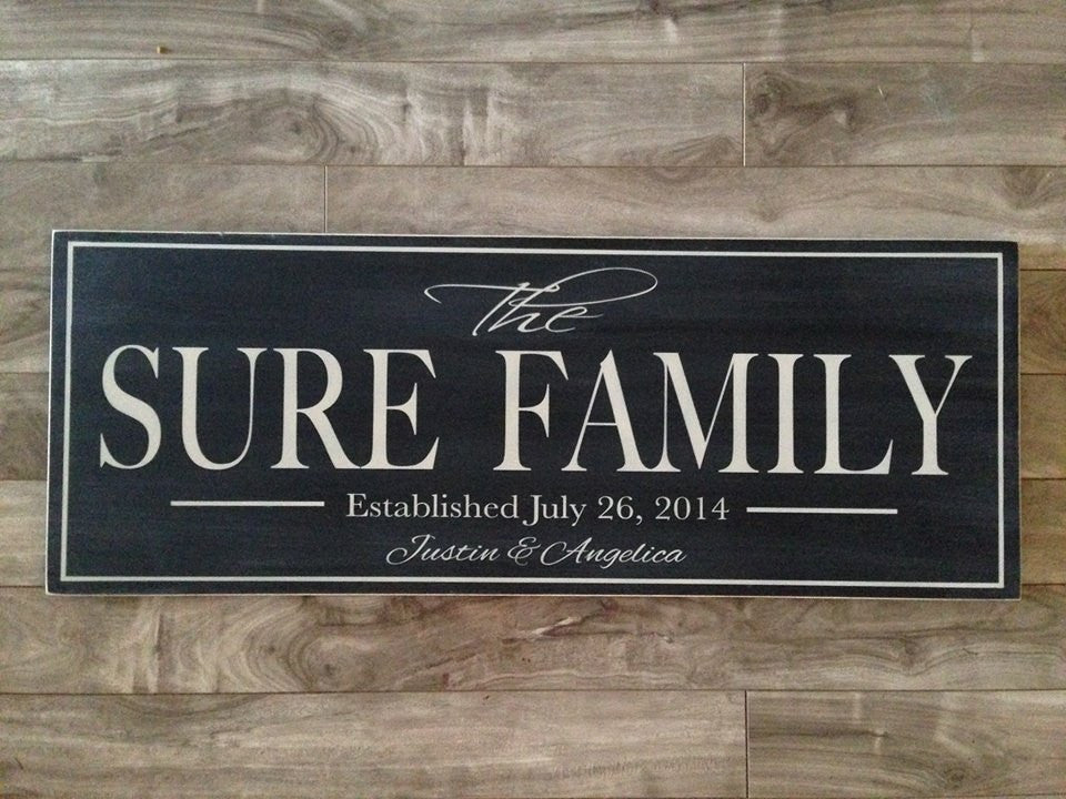 Family Name sign with border - 8" x 19" - MDF