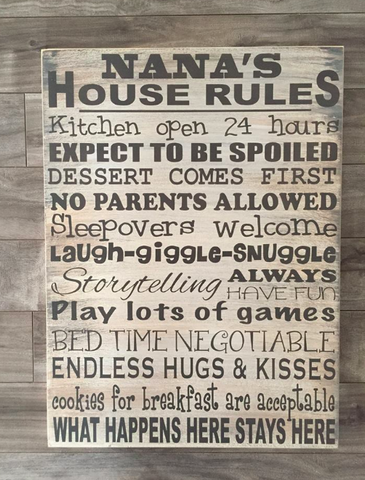 Grandparents House Rules - 14" x 19" - MDF