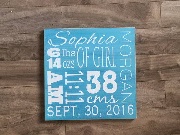 Baby Stat sign 12" x 12" - MDF