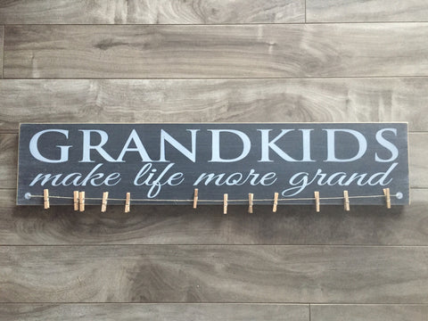 Grandkids make life more grand 5"x 24" - MDF with 12 pegs