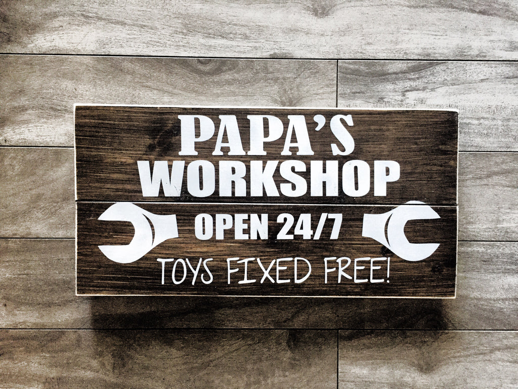 Papa's Workshop sign 7'x14" pine slat sign