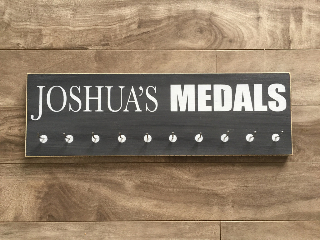 Personalized Medal Hanger  - 5" x 16" - MDF - with 10 hangers
